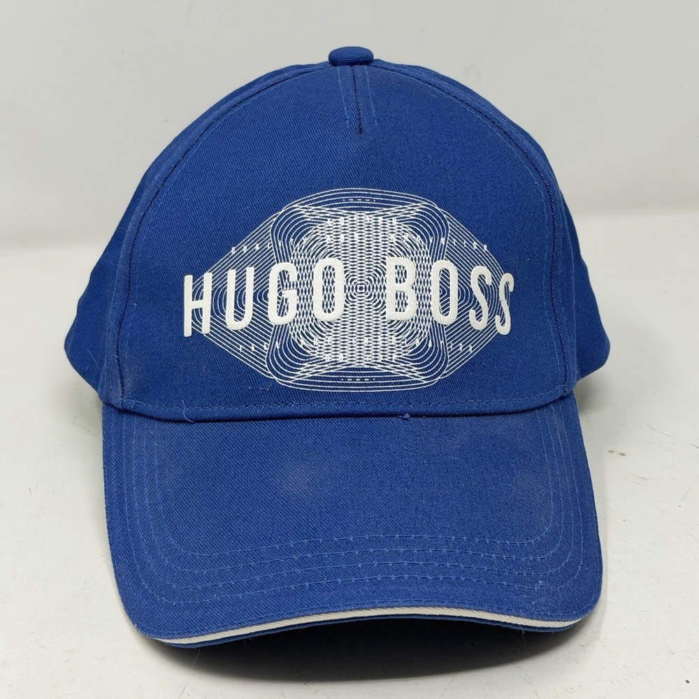 Hugo Boss Blue Baseball Cap Green Trim Embroidered Logo Adjustable One Size